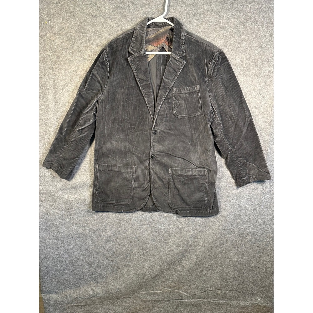 Faherty Brand Mens XL Charcoal Grey Corduroy Blazer Southwestern‎ Yoke Lining